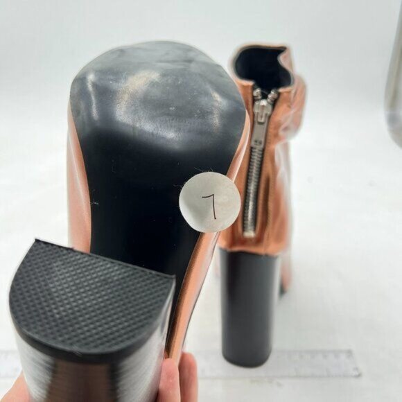 Brown Peep Toe Slouch Ankle Boots Chunky Stacked Heels Party Dress Shoes - Picture 5 of 6